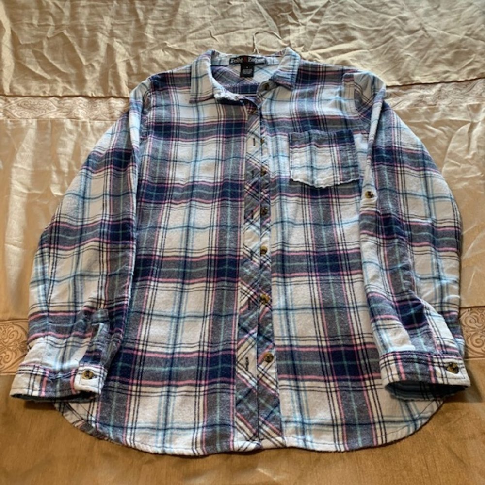 Plaid Shirt Blue Pink Navy Button Down